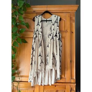 Poliana Plus Eiffel Tower Print Travel Kimono-Cardigan SZ 3X